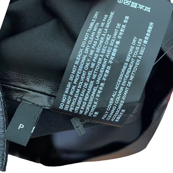 Theory Faux Leather Shift Dress Button Front Black Knee Length Women’s Size P - Picture 11 of 12